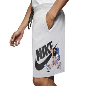 Nike Sportswear Men's NSW Alumni Shorts Sz L Grey Graphic Drawstring Athleisure